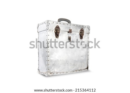 Metal case,Old case of film and rust on metal.isolated on white with clipping path