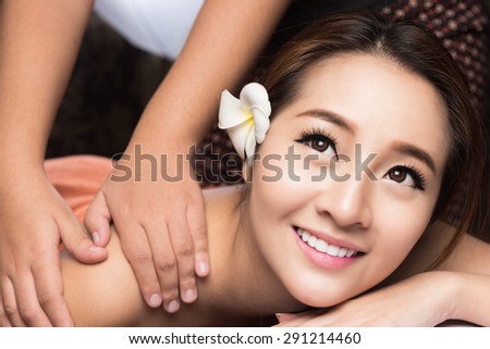 Asian woman having massage and spa salon Beauty treatment concept.