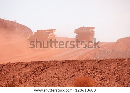 Mining truck working in iron ore mines, Western Australia