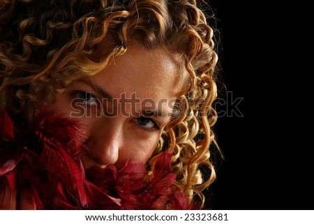 Seducing woman portrait isolated on gray background
