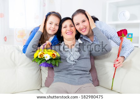 Three generations. Grandmother, mother and daughter. Mothers\'s Day