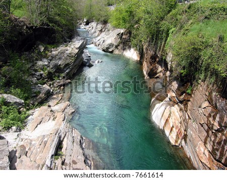Mountain river in Verzasca valley, Switzerland
