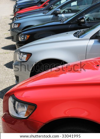 stock photo Row of cars