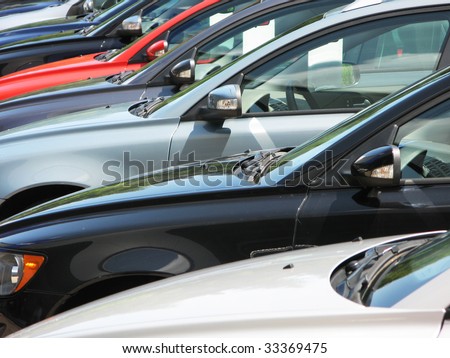 stock photo Row of cars