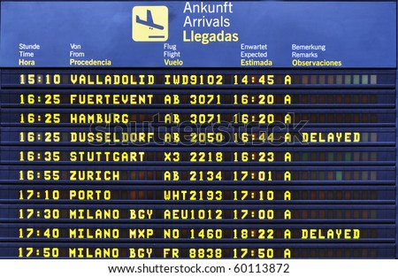 Airport arrival board