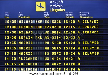 Airport arrival board