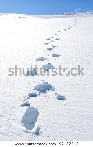 Footsteps on the snow. Pizol, Swiss Alps