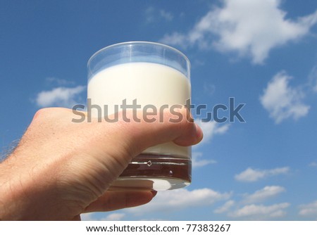 Glass of milk in the hand