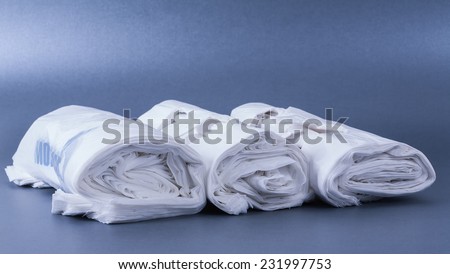 Plastic white bags for food and other stuff.