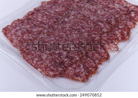 Assortment of cold meats. Smoked sausageand meat.