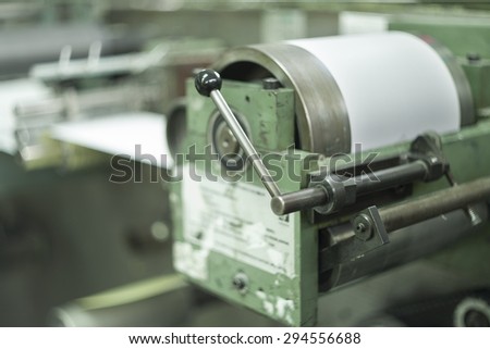 Printing at high speed on offset machine. Label, Rolled Up, Printing Out, Group of Objects, Merchandise