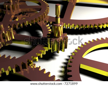 Gear Cog-wheels lay on the white background three-dimensional model