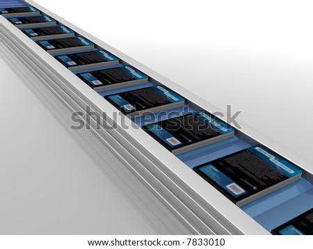 Production line with books three dimensional model