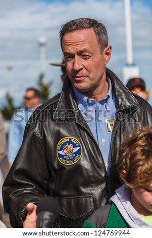 OCEAN CITY - OCTOBER 31: Governor Martin O\'Malley visiting the Ocean City, MD boardwalk to assess storm damage caused by Hurricane Sandy on October 31, 2012. O\'Malley is the 61st Governor of Maryland.