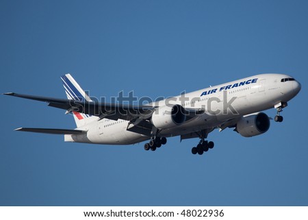 NEW YORK - JANUARY 9: A Boeing 777 Air France arrives at JFK Airport on Runaway 4R on January 9, 2010 in New York.