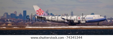 NEW YORK - JANUARY 20: Boeing 747 China Airlines lining up on the runway JFK airport in New York, USA on January 20, 2011. is the flag carrier of the Republic of China - commonly known as Taiwan