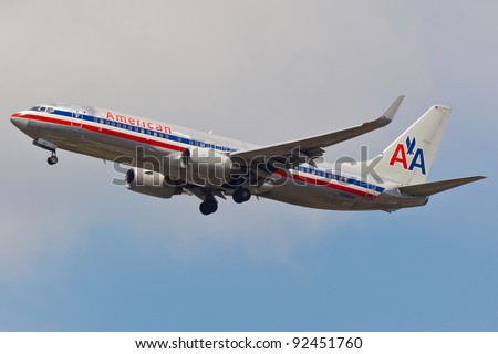NEW YORK - DECEMBER 21:Boeing 767 American Airline approaches JFK in New York, USA on December 21, 2011 American Airline is on of the oldest American airlines and one of the biggest in the world