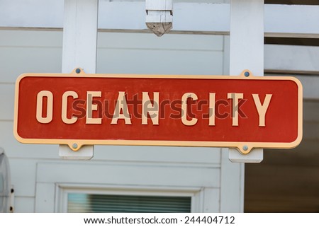 OCEAN CITY - SEPTEMBER 14: Ocean City sign on a building in Ocean City, MD on September 14, 2014. Ocean City, MD is a popular beach resorts on the East Coast.