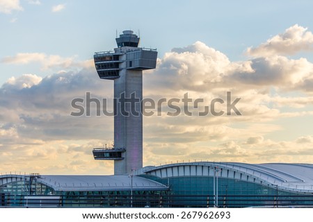 NEW YORK - NOVEMBER 3: - November 3, 2013: Air traffic control tower at JFK Airport in New York, NY on November 3, 2013. JFK Airport is New York\'s main international airport opened in 1948.