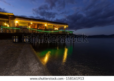 A night view of a typical italian sea restaurant