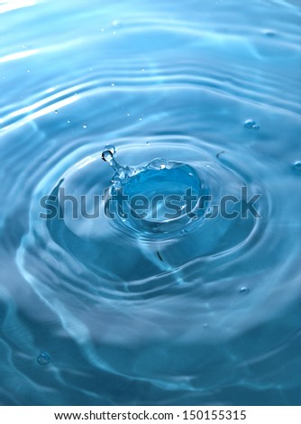 Water drop falling into water making a perfect concentric circles