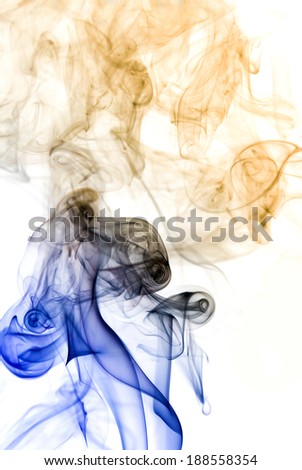 Colorful smoke cloud on a white