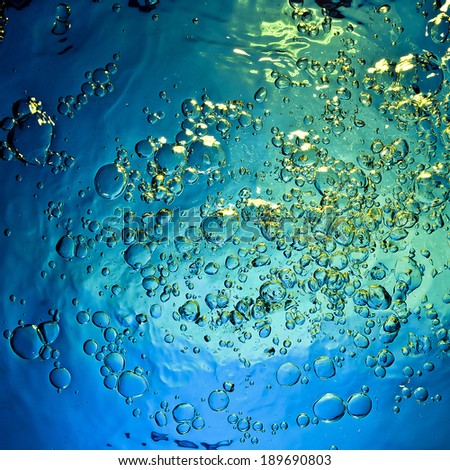 blue Water and gold bubbles