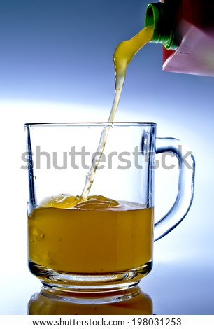 orange juice pouring into cup