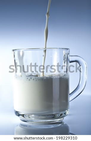 Milk pouring into a cup