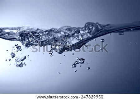 blue Water wave and air bubbles