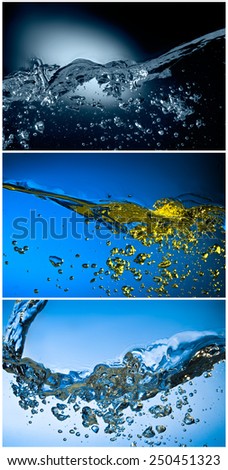 Water wave and air bubbles