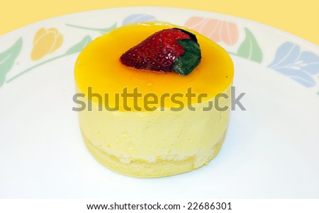 a gourmet dessert of mango mousse cake
