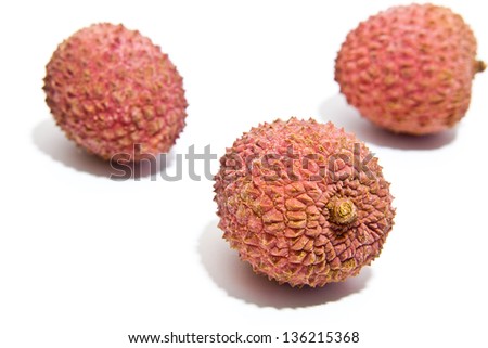 Lychees exotic fruit on a white background