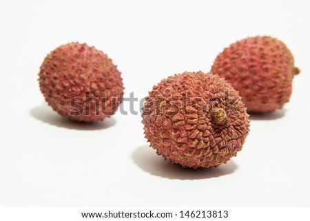 Lychees exotic fruit on a white background