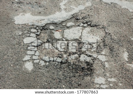 A hole in the asphalt road