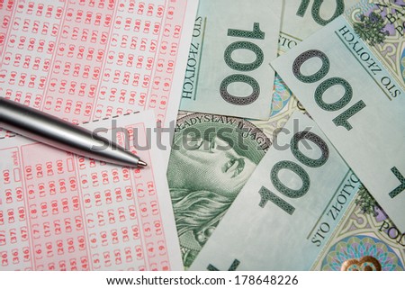 Concept of winning Polish money from lotto