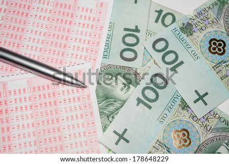 Concept of winning Polish money from lotto