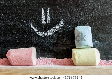 Blackboard writing on it with chalk - with a smile