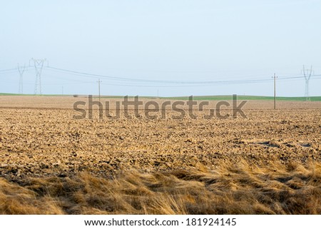 Field of land under cultivation in the spring