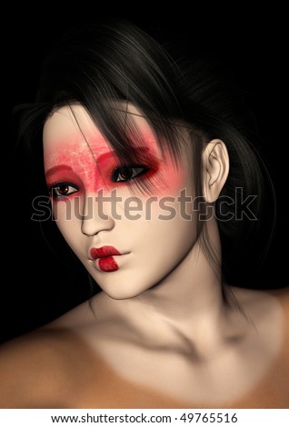 geisha face makeup. woman in Geisha make-up.