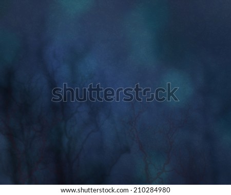 An abstract artistic depiction of a dark blue woodland background.