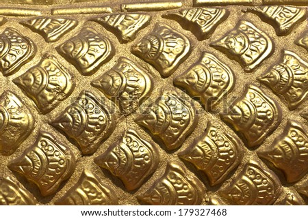Gold dragon scales background texture surface decoration.