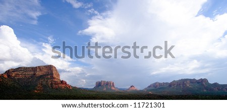 Overview of Sedona hills in panorama format