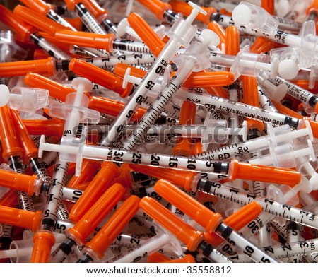 Used injection needles used for vaccinations