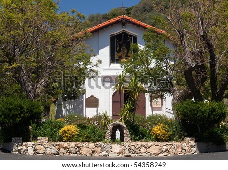 Ornate desert garden outside the Ysabel Chapel near San Diego