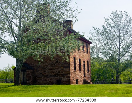 The old stone house in the center of the Manassas Civil War battlefield site near Bull Run