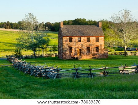The old stone house in the center of the Manassas Civil War battlefield site near Bull Run
