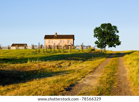 Sunset view of the old Henry House at Manassas Civil War battlefield where the Bull Run battle was fought. 2011 is the sesquicentennial of the battle