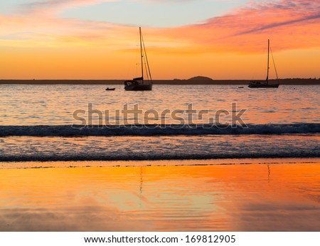 Sun rise over the beach at Coffs Harbour in New South Wales Australia