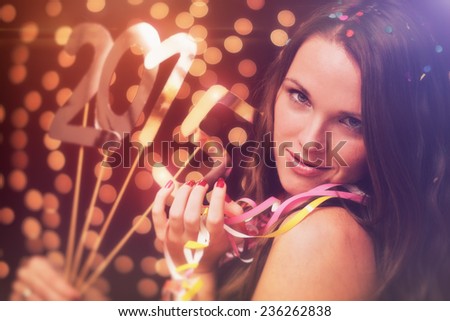 Happy new year / Young woman in a new year party